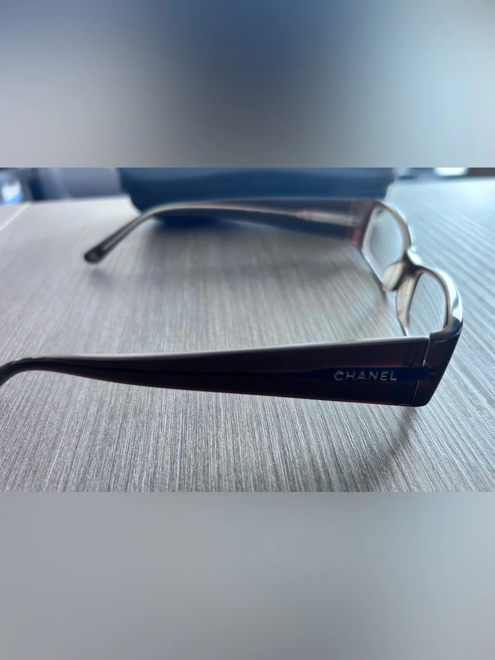 Authentic CHANEL Y2K Brown Rectangular Glasses